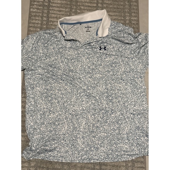 Under Armour Other - Under Armour Mens 2XL Floral Print Golf Polo Shirt Blue White HeatGear 1377377